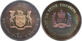 Medaillen und Jetons, Gedenkmedaillen. Canada. "Province de L'Ontario La Reine Elizabeth II Jubile D'argent 1952-1977." Medaille 1977. Rand: № 00193. ...