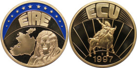 Medaillen und Jetons, Gedenkmedaillen. Irland / Ireland. Medb Königin von Connought. Europa Ecu Serie. Farbmedaille 1997. Polierte Platte