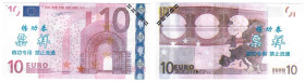 Banknoten, China. Trainings Geld voor Chinese Banken Eurobiljetten. 10 Euro. Unc