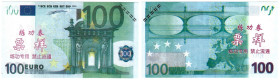 Banknoten, China. Trainings Geld voor Chinese Banken Eurobiljetten. 100 Euro. Unc