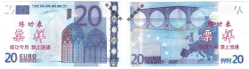 Banknoten, China. Trainings Geld voor Chinese Banken Eurobiljetten. 20 Euro. Unc