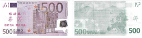 Banknoten, China. Trainings Geld voor Chinese Banken Eurobiljetten. 500 Euro. Unc