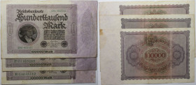 Banknoten, Deutschland / Germany, Lots und Sammlungen. Reichsbanknote. 3 x 100 000 Mark 01.02.1923. Pick 83. Lot von 3 Banknoten. III