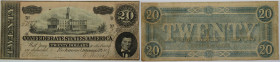 Banknoten, USA / Vereinigte Staaten von Amerika, Konförderierte Staaten von Amerika / Confederate States of America. 20 Dollars 17.02.1864. Richmond. ...