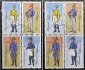 Briefmarken / Postmarken, Deutschland / Germany. DDR. Historische Postuniformen. 10, 20, 85 PFennig und 1 Mark 1986. Lot von 4 Stück. L2997-3000. ⊙