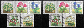 Briefmarken / Postmarken, Deutschland / Germany. BRD. Deutsche Bundespost. Rennsteiggarten Oberhof. 30, 50, 80, 100, 350 Pfennig 1991. Lot von 5 Stück...