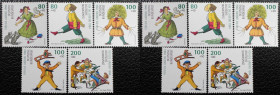 Briefmarken / Postmarken, Deutschland / Germany. BRD. Deutsche Bundespost. Für die Jugend 1994, Heinrich Hoffmann. Set 5 Stück. L1726-1730. **