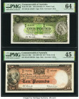 Australia Commonwealth Bank of Australia 1; 10 Pounds ND (1953-60); (1954-59) Pick 30; 32 Two Examples PMG Choice Uncirculated 64; Choice Extremely Fi...