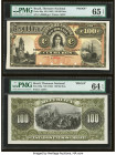 Brazil Thesouro Nacional 100 Mil Reis ND (1892) Pick 60p Front and Back Proof PMG Gem Uncirculated 65 EPQ; Choice Uncirculated 64 EPQ. Four POCs are p...