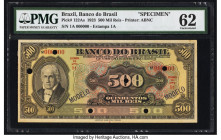Brazil Banco do Brasil 500 Mil Reis 8.1.1923 Pick 122As Specimen PMG Uncirculated 62. Previous mounting and six POCs present. 

HID09801242017

© 2022...