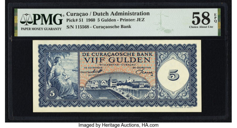 Curacao Curacaosche Bank 5 Gulden 1960 Pick 51 PMG Choice About Unc 58 EPQ. 

HI...