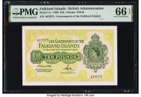 Falkland Islands Government of the Falkland Islands 10 Pounds 5.6.1975 Pick 11a PMG Gem Uncirculated 66 EPQ. PMG misattributes Pick number 11c the cor...