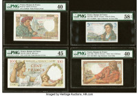 France Banque de France Group Lot of 7 Examples PMG Choice About Unc 58 EPQ; About Uncirculated 55 EPQ; About Uncirculated 55; About Uncirculated 53 E...