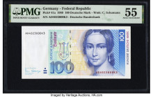 Christopher Lee Autograph Germany Federal Republic Deutsche Bundesbank 100 Deutsche Mark 2.1.1989 Pick 41a PMG About Uncirculated 55. Signed by Christ...