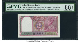 India Reserve Bank of India 2 Rupees ND (1937) Pick 17a Jhun4.2.1 PMG Gem Uncirculated 66 EPQ. Staple holes at issue are mentioned on this example. 

...