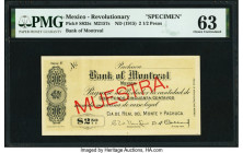 Mexico Compania Real del Monte y Pachuca/Bank of Montreal 2 1/2 Pesos ND (1915) Pick S835s Specimen PMG Choice Uncirculated 63. Staple holes are noted...