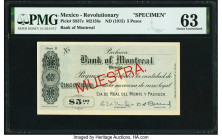 Mexico Compania Real del Monte y Pachuca/Bank of Montreal 5 Pesos ND (1915) Pick S837s Specimen PMG Choice Uncirculated 63. Staple holes are noted on ...