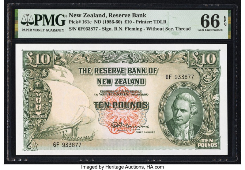 New Zealand Reserve Bank of New Zealand 10 Pounds ND (1956-60) Pick 161c PMG Gem...