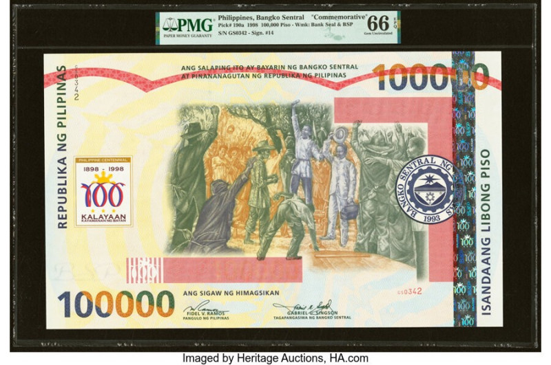 Philippines Philippine National Bank 100,000 Piso 1998 Pick 190a Commemorative P...