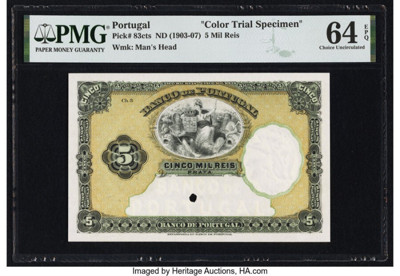 Portugal Banco de Portugal 5 Mil Reis ND (1903-07) Pick 83cts Color Trial Specim...