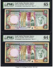 Saudi Arabia Saudi Arabian Monetary Agency 50 Riyals ND (1976) / AH1379 Pick 19 Two Consecutive Examples PMG Gem Uncirculated 65 EPQ; Choice Uncircula...
