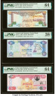 United Arab Emirates Central Bank 200; 500; 100 Dirhams 1989; 1993; 2008 Pick 16; 17; 30d Three Examples PMG Choice Uncirculated 64; Choice About Unc ...
