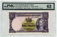New Zealand 1 Pound 1960 - 1967 (ND) PMG 63
P# 159d, N# 204075; # 301499583; Reseve Bank