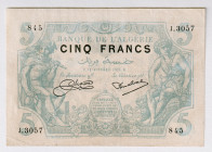 Algeria 5 Francs 1924
P# 71b, N# 259075; # J3057; VF-XF