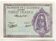 Algeria 20 Francs 1942
P# 92a, N# 220146; # F.4 743; VF/XF