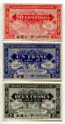 Algeria 50 Centimes, 1 & 2 Francs 1944
P# 97, 98 & 99, UNC