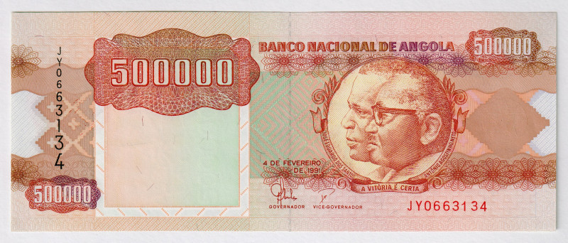 Angola 500000 Kwanzas 1991
P# 134, N# 222869; # JY0663134; UNC