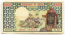 Chad 1000 Francs 1978
P# 3c, N# 201695; # 62798 A.10 022562798; VG