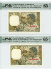 Comoros 3 x 100 Francs 1963 (ND) PMG 65 & 65 & 65 Overprint With Consecutive Numbers
P# 10c, N# 250681; # X.2967 386 - X.2967 388; Overprint on Madag...