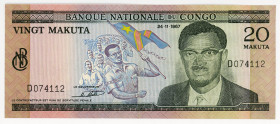 Congo Democratic Republic 20 Makuta 1967
P# 10a, N# 242365; #D074112; VF-XF