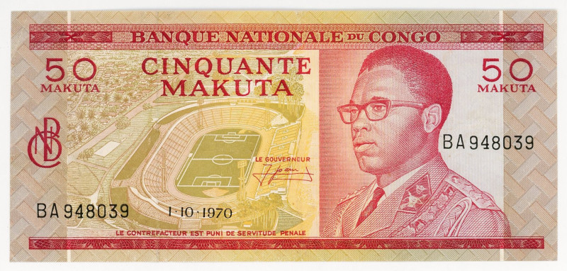 Congo Democratic Republic 50 Makuta 1970
P# 11b, N# 242367; #BA948039; VF