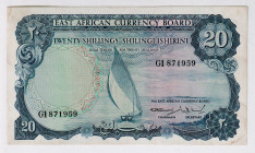 East Africa 20 Shillings 1964
P# 47, N# 267561; # G1 871959; AUNC