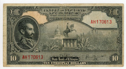Ethiopia 10 Dollars 1945
P# 14, N# 297436; # AH170613; VF