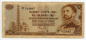 Ethiopia 20 Dollars 1961 (ND)
P# 21a, N# 268228; # D/1 743667; VF