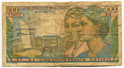 French Equatorial Africa 500 Francs 1949 (ND)
P# 25, N# 268267; # 12053 E.6 12912053; VF