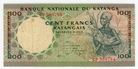 Katanga 100 Francs 1962
P# 12a, N# 201768; # CF569784; VF