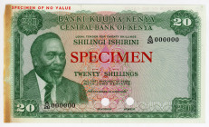 Kenya 20 Shillings 1969 -1973 (ND) Color Trial Specimen
P# 8ct, N# 223161; # A/28 000000; Very rare; UNC