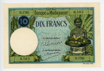 Madagascar 10 Francs 1937 - 1947 (ND)
P# 36, N# 206487; #H.1768 0565; UNC