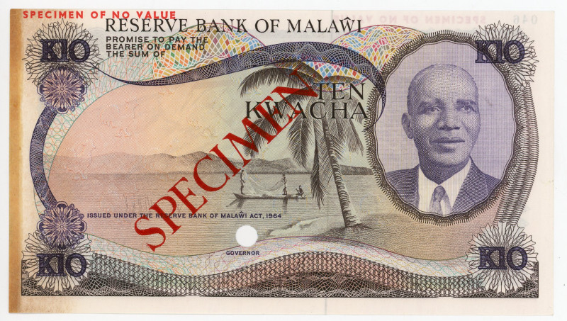 Malawi 10 Kwacha 1964 (ND) Color Trial Specimen
P# 12ct, N# 271485; Very rare; ...