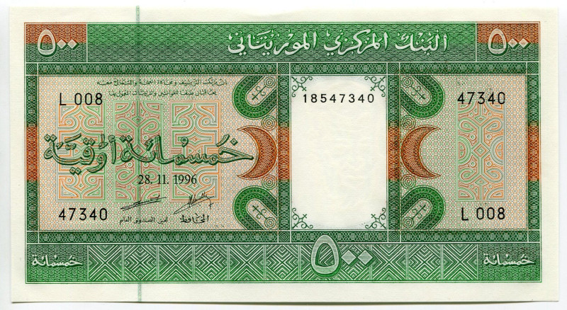 Mauritania 500 Ouguiya 1996
P# 6i, N# 201673; # L008 47340; UNC