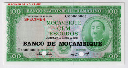 Mozambique 100 Escudos 1961 Specimen
P# 109s, N# 225248; # C00000000; UNC