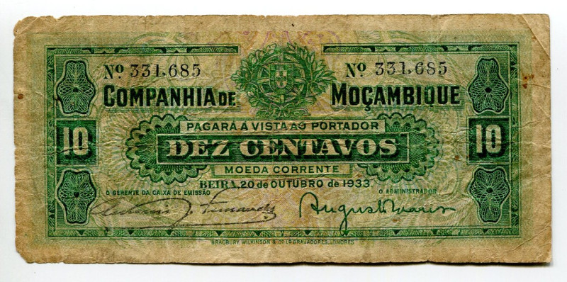Mozambique 10 Centavos 1933
P# R28, N# 272710; # 331685; F