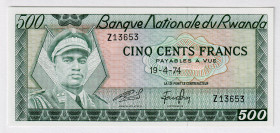 Rwanda 500 Francs 1974
P# 11, N# 227625; # Z13653; UNC