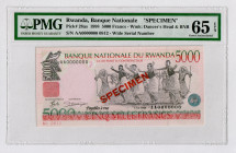 Rwanda 5000 Francs 1998 Specimen PMG 65 EPQ
P# 28as, # AA0000000; Rare; UNC