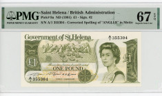 Saint Helena 1 Pound 1981 (ND) PMG 67
P# 9a, N# 214058; # A/1 355304; Elizabeth II