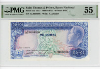 Saint Thomas & Prince 1000 Dobras 1977 PMG 55
P# 55a, N# 281734; AC9008806; AUNC